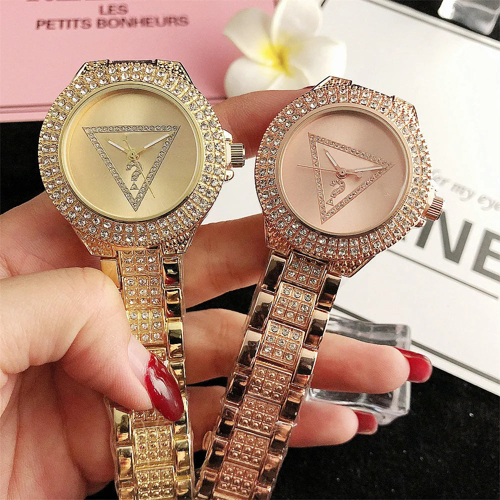 Alloy Steel Bar Inlaid Diamond Watch, Japanese Movement Watch, Fashionable Waterproof Watch, Quartz Watch, Korean Version Fashio - LKBA