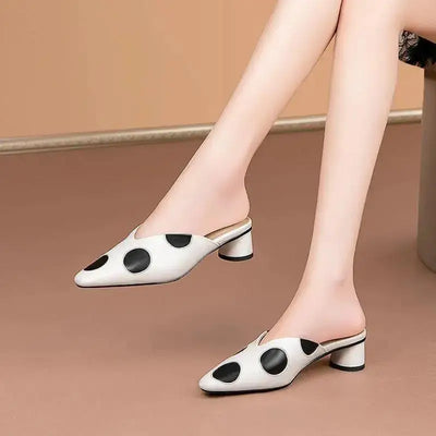 Women Cute Sweet High Quality Beige Bezel Slip on Stiletto Lady Classic Comfort Stylish Heel Shoes Zapato Negro Tacon E5867 - LKBA