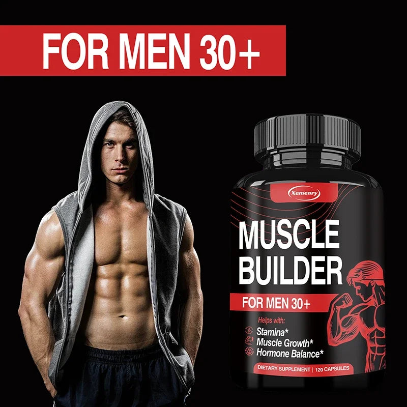 Muscle Builder for Men 30+ - Boosts Muscle, Strength and Endurance, Supports Hormone Balance - LKBA
