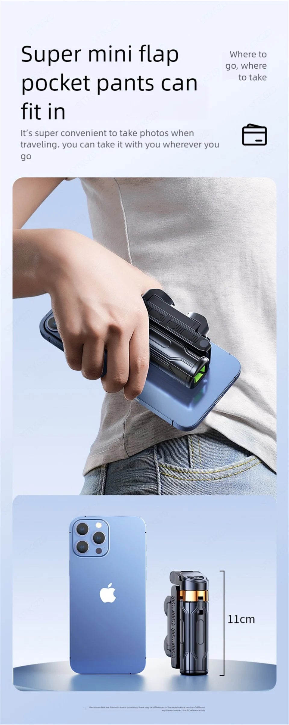 Super Mini Selfie Stick Portable Phone Holder Shooting Aid Versatile Integrated Design Bluetooth Remote - LKBA