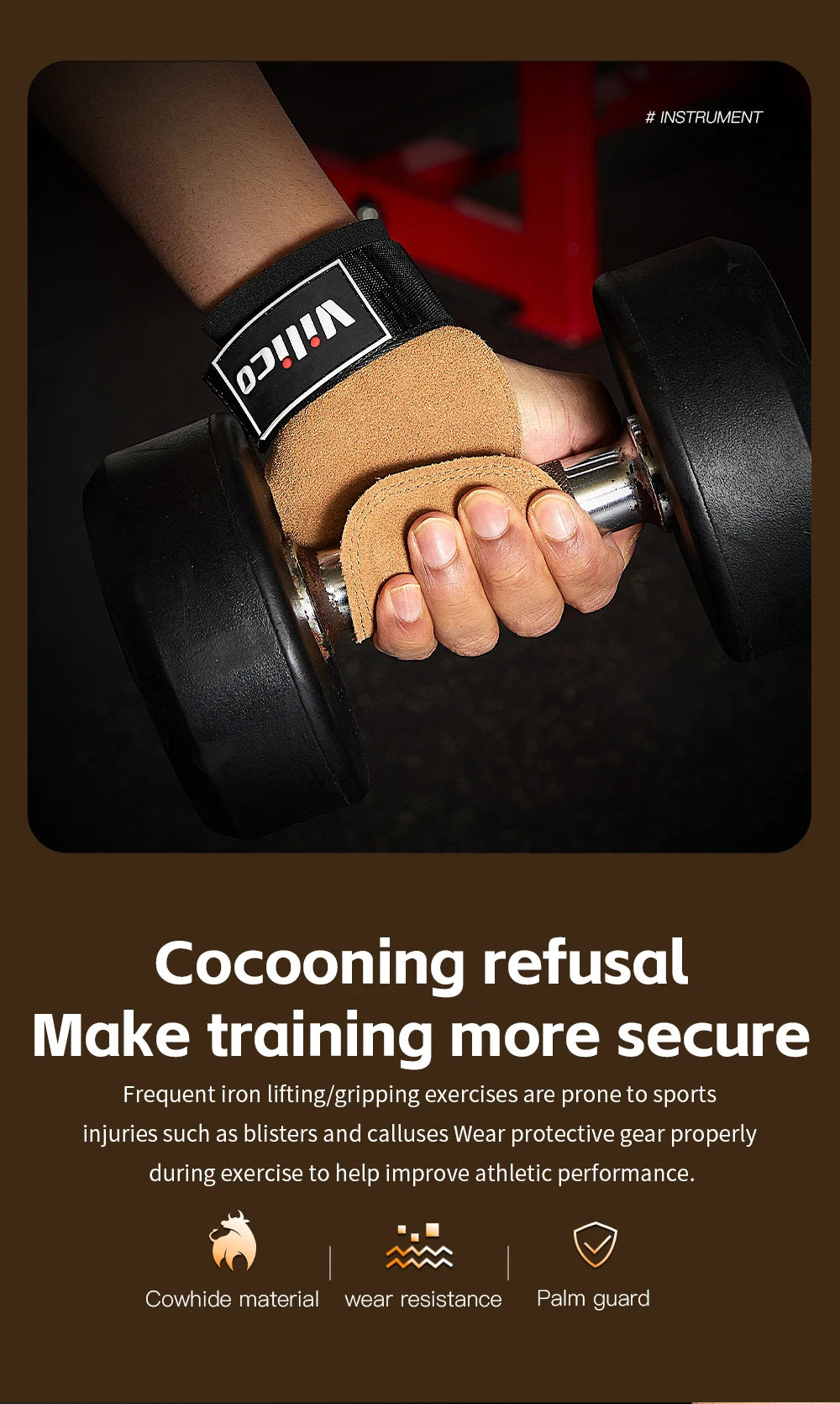 2Pcs Gym Gloves Fitness Hand Palm Protection Equipment Anti Slip Wear-resistant Wrist Protection Hard Pull Grip Strength Gloves - LKBA