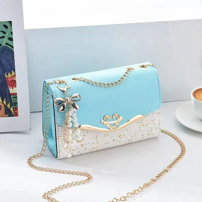 Fashionable Bright Leather Chain Crossbody Bag Women's Single Shoulder Small Square Bag Hot Sale of the Season New Style - LKBA