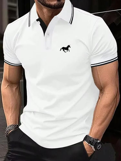 New Men's T-shirt Classic Short sleeved Polo Shirt Summer Top Casual T-shirt Button Lapel Super Large S-3XL Casual Polo Shirt - LKBA