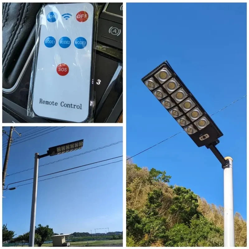 250W Solar Lights Outdoor Waterproof 8000LM LED Flood Lights Motion Sensor with Remote 3 Modes Street Lamp for Yard Garden Path - LKBA