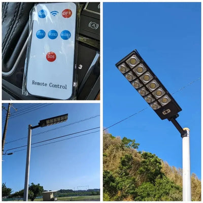 250W Solar Lights Outdoor Waterproof 8000LM LED Flood Lights Motion Sensor with Remote 3 Modes Street Lamp for Yard Garden Path - LKBA