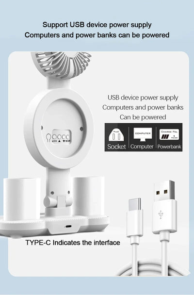 Rechargeable Led Table Lamp for Study Desk Lamp Reading Light Led Night Light with Fan Led Clock Dispaly Reading Desk Light - LKBA