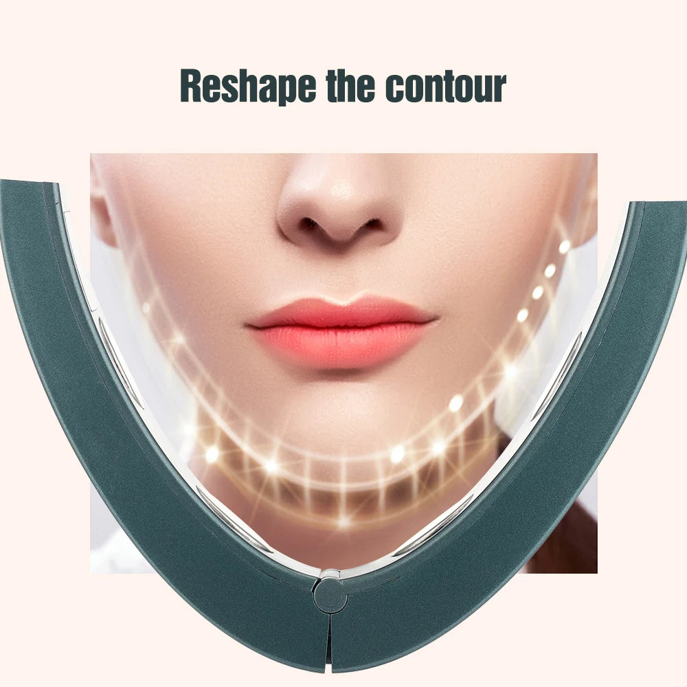 Electric V-face Face Lift Device 6Mode Heated Skin Rejuvenation Double Chin V Face Vibration Massager Wireless Remote Control - LKBA