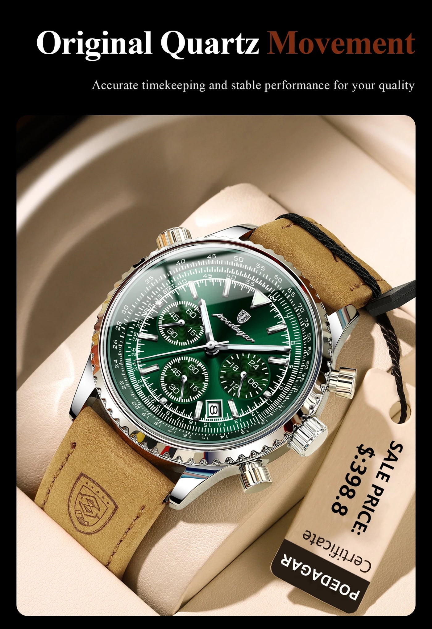 POEDAGAR Luxury Man Watch Quartz Waterproof Luminous Date Chronograph Leather Men Wristwatch Military Sports Men's Watches Reloj - LKBA