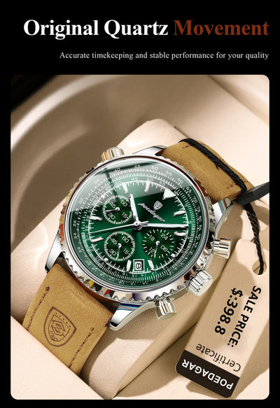 POEDAGAR Luxury Man Watch Quartz Waterproof Luminous Date Chronograph Leather Men Wristwatch Military Sports Men's Watches Reloj - LKBA