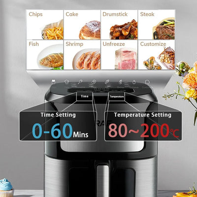 Air Fryer 5L, Electric Hot Air Fryer Oven Cooker with Touch Control & Nonstick Basket & Visible Window - LKBA