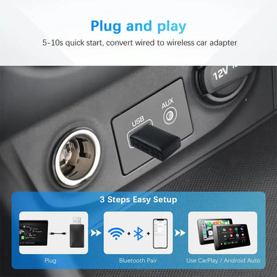 Wireless Carplay Adapter Android Auto Wireless Smart Dongle 2in1 For Volvo Benz Audi Kia Hyundai VW Mazda Cadillac MG Peugeot - LKBA