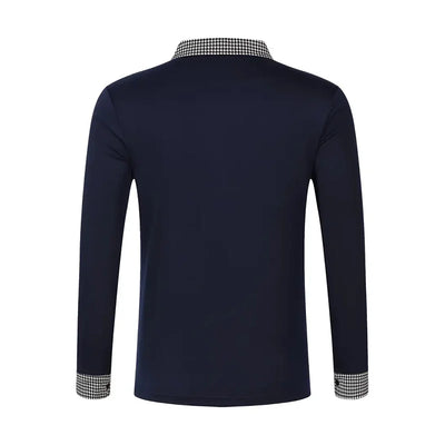 Spring and Autumn Men's Long Sleeve Polo Shirt Classic Business Office T-shirt Male Street Casual Fashion Solid Color Top - LKBA