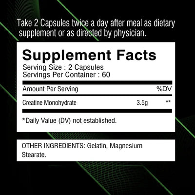 Creatine Monohydrate Capsules for Enhance Muscle Mass Strength & Performance Improvement Workout Recovery Mass Gainer - LKBA