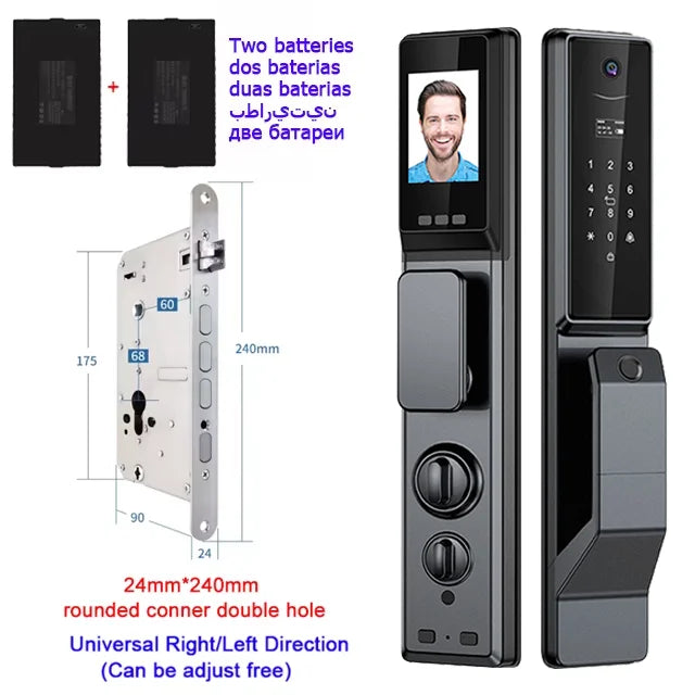 Waterproof Outdoor Smart  Lock Wifi Alexa Tuya APP Aluminium Alloy Material Fingerprint Password Smart Door Lock With Camera