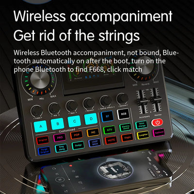 Live broadcast blog equipment Live sound card with microphone Set Bluetooth Audio Recording Mixer - LKBA