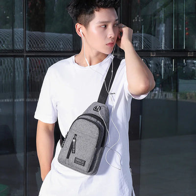 Travel Men's Handbags Multifunctional USB Chest Bag Designer Messenger Crossbody Bags Water-Proof Shoulder Bag Sports Back Pack - LKBA