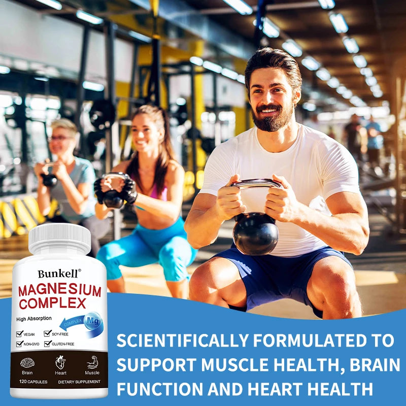 Triple Magnesium Complex - Improve Sleep Quality, Increase Energy, Boost Digestive System, and Improve Immunity, 120 Capsules - LKBA