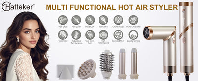5 in 1 38000 RPM High-Speed Hair Dryer Brush Hair Styler Auto-Wrap Curlers Blow Dryer Fast Drying Multi Hot Air Brush - LKBA