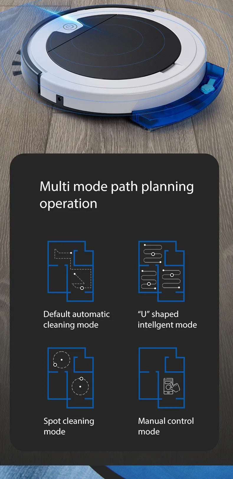 Intelligent Sweeping Robot Large Water Tank Mobile App Remote Control Planning And Cleaning Line Low Noise 2000 Pa Large Suction - LKBA
