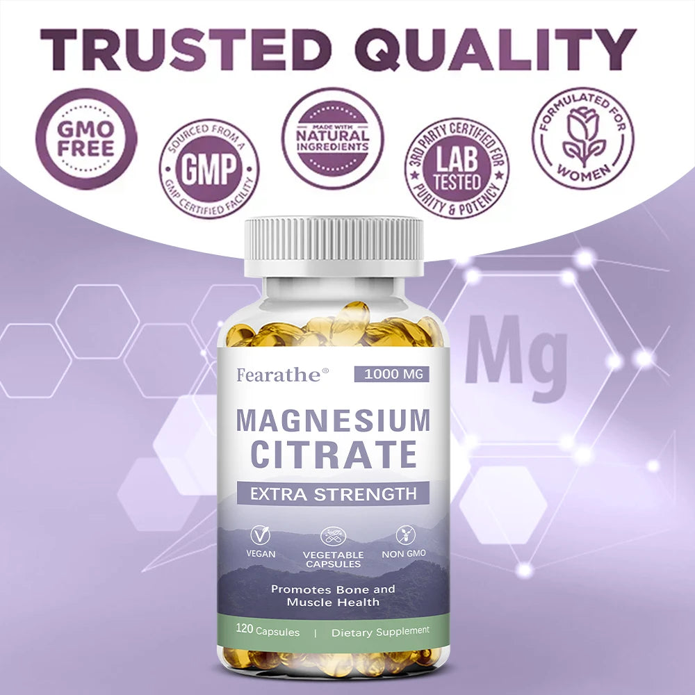 Magnesium Citrate - Supplement for Bone, Sleep, Heart Health, Nerve, Muscle & Metabolism,Easily Absorbed,Non-GMO - LKBA