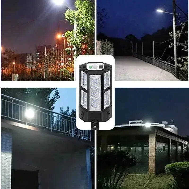 New Solar Lamp Outdoor Sunlight Motion Sensor 8m Remote Control Solar Focus Wall Street Light Waterproof External Solar Lamp - LKBA
