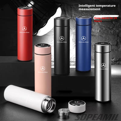 Car Vacuum Cup Thermos Mug Temperature Display Coffee Cup Mercedes-Benz A C E S Class A35 A45 C43 CLA CLS GLA GLC GLK ML SL Vito - LKBA