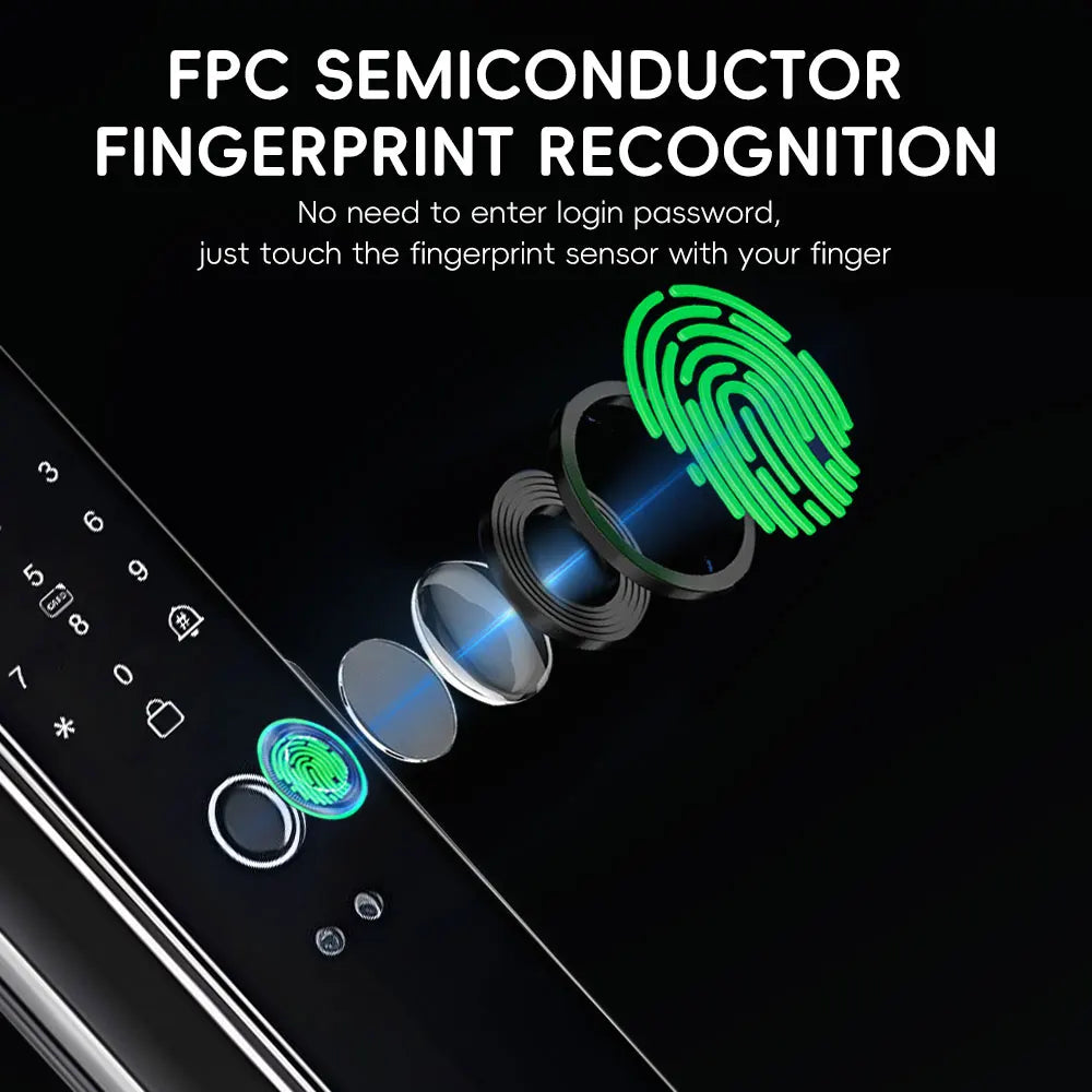 SANKESONG Tuya Smart 3D Face Door Lock Security Camera Monitor Intelligent Fingerprint Password Biometric Dual Battery - LKBA