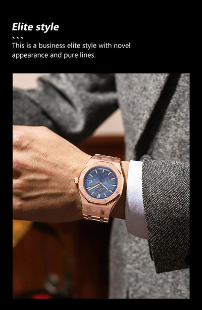 POEDAGAR Luxury Business Man Wristwatch Waterproof Luminous Date Men Watch Stainless Steel Fashion Quartz Watches For Men Reloj - LKBA