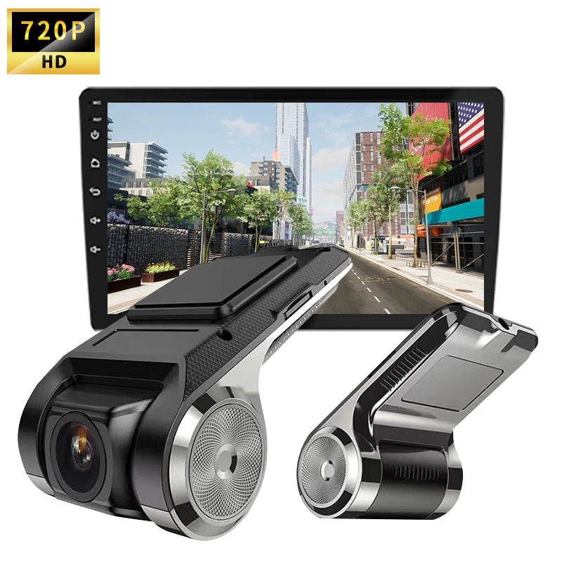 HD Dash Cam Car USB ADAS DVR Dual-lens Camera Video Special for Android Multimedia Player Front Recorder Reverse Vision - LKBA