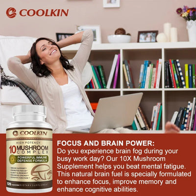 10 Mushroom Complex - Boost Energy, Improve Brain Function, Enhance Memory and Concentration, and Boost Immunity - LKBA