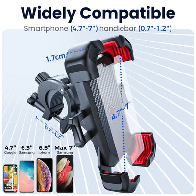 Joyroom 360° View Bike Phone Holder Motorcycle Phone Stand for 4.7-7 inch Mobile Phone Holder Shockproof Bracket GPS Clip - LKBA