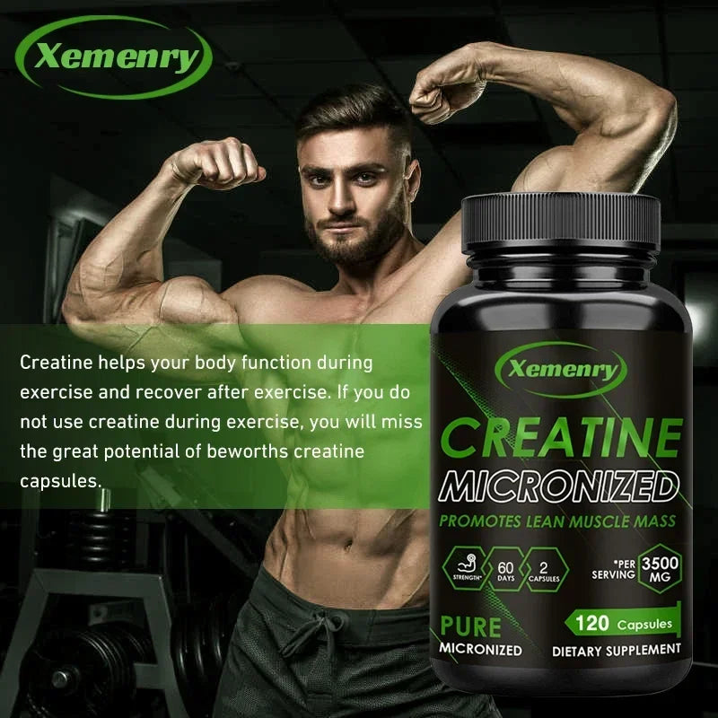 Creatine Monohydrate Capsules for Enhance Muscle Mass Strength & Performance Improvement Workout Recovery Mass Gainer - LKBA