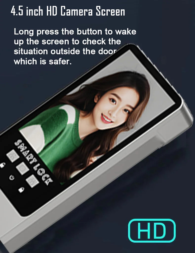 Tuya APP Smart Life APP Control Voice Intercom Smart Lock 3D Face Recognition Fingerprint Password Smart Door Lock with Camera - LKBA