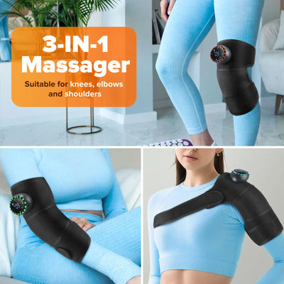 3 in 1 Cordless Thermal Knee Pad Knee Shoulder Massager Vibration Leg Arm Joint Brace Muscle Relax Joint Brace Muscle Relaxation - LKBA