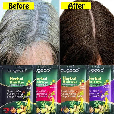 Pure Natural Herbal Hair Dye Shampoo 5 Minutes Change Hairs Color Non-irritating Repair Gray White Fashion Hair Care Women Men - LKBA