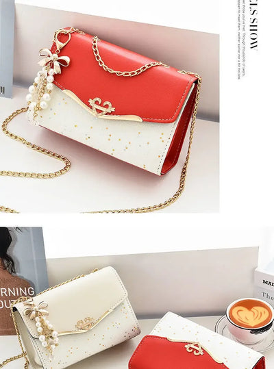 Fashionable Bright Leather Chain Crossbody Bag Women's Single Shoulder Small Square Bag Hot Sale of the Season New Style - LKBA