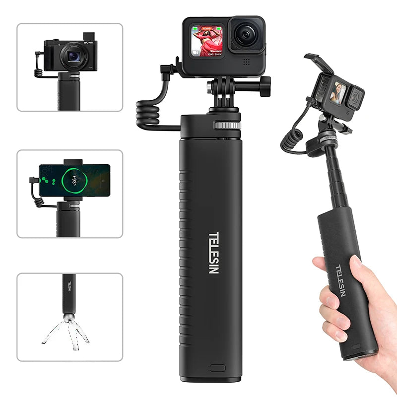 Selfie Stick QC/PD3.0 fast charging Power Selfie Stick 90CM Telescoping Selfie Pole with 1/4 Inch Screw - LKBA