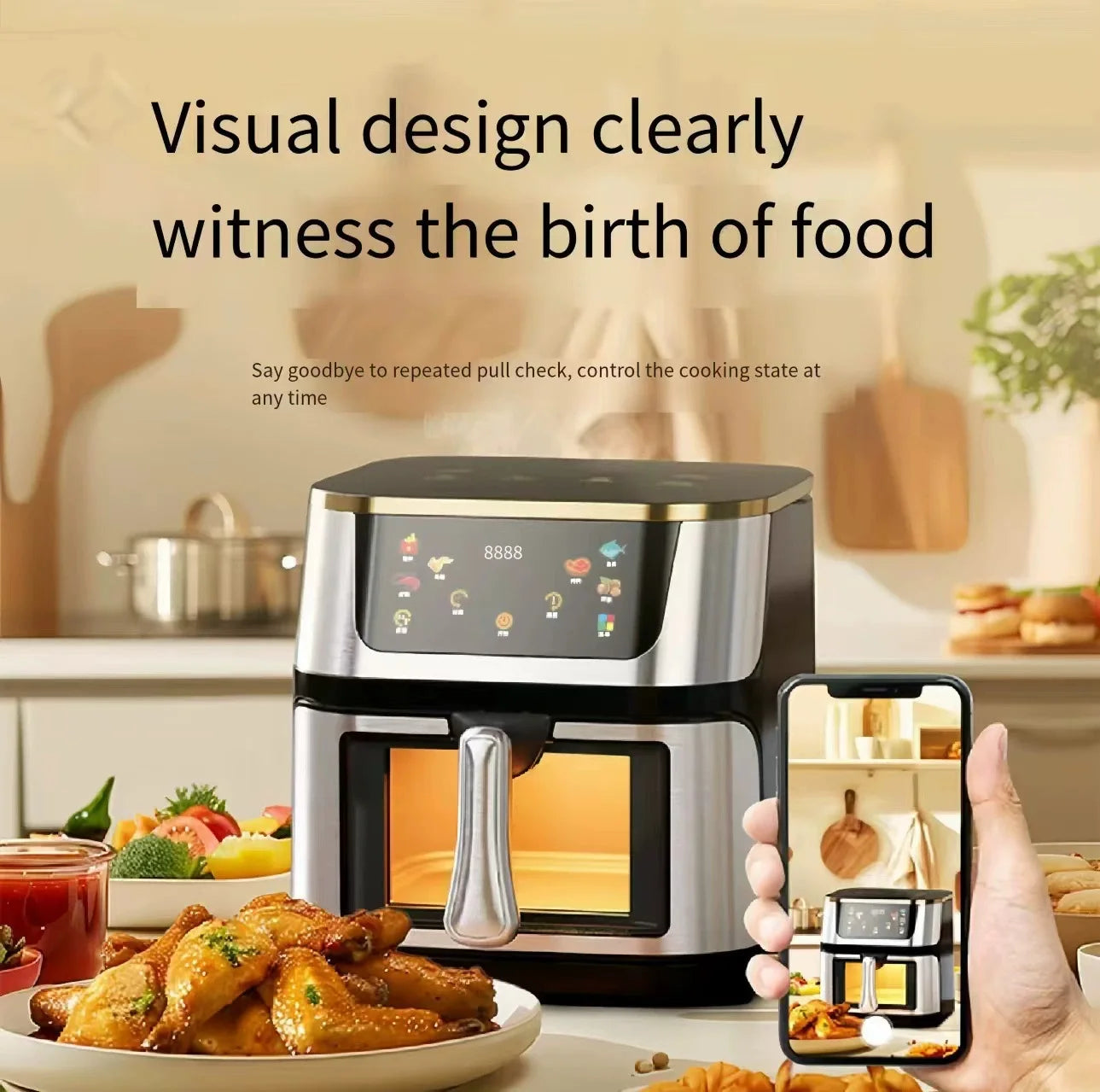 10L Large Capacity Air Fryer Multifunctional Electric Oven with Touch Screen Non-stick Pan - LKBA