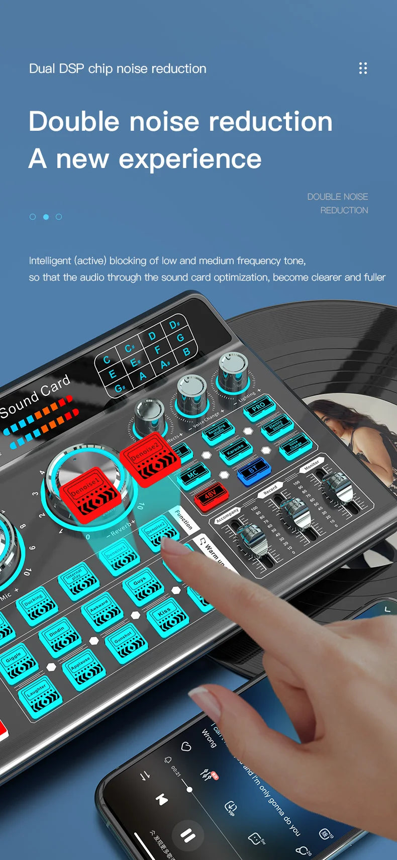 Live Sound Card for Mobile & Computer Universal Recording Mic Head Dedicated for Singing and Live Streaming - LKBA