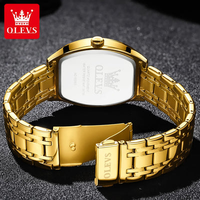OLEVS New Men's Watches Quartz Luxury Gold Watch Classics Tonneau Dial Top Brand Waterproof Luminous Quartz Watch for Men 5528 - LKBA