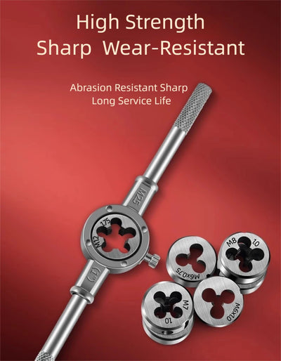 Hand Tap and Die Set with Handle for Thread Repair Rethreading Screws Combination Tool Kit Manual Socket Wrench Thread Repair - LKBA