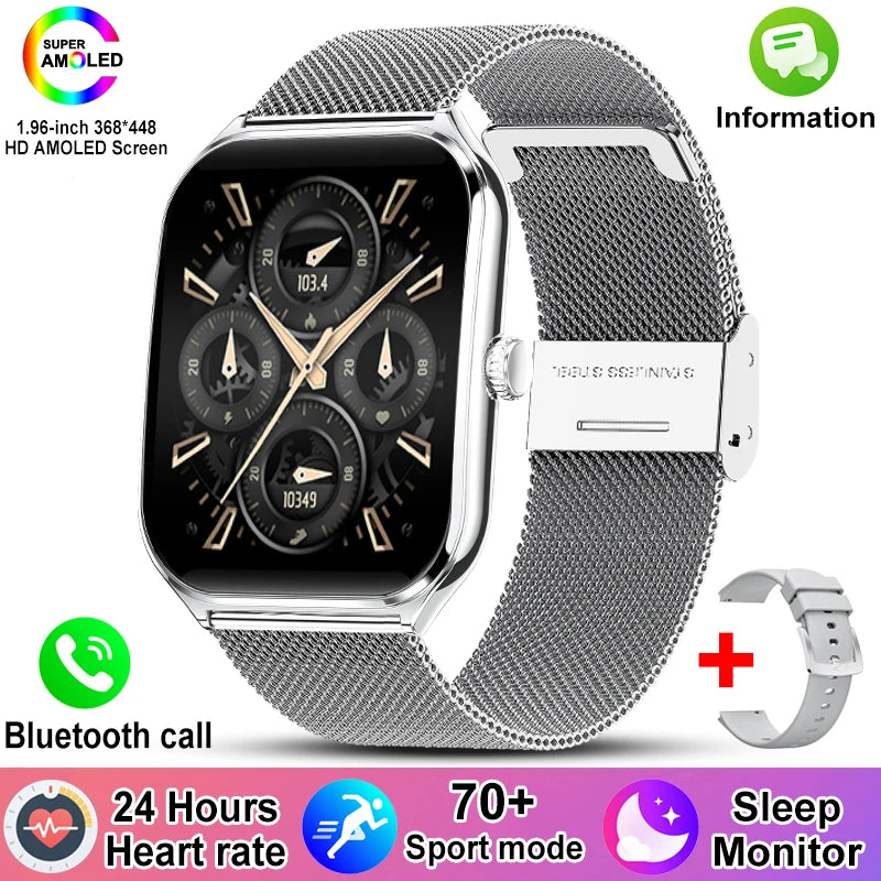 New For Xiaomi Ultra Thin Smart Watch Men 1.96" AMOLED 70+Sports Mode Health Monitor Bluetooth call Waterproof Smart Watch Woman - LKBA