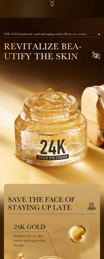 24k Gold Hyaluronic Acid Eye Cream Anti Dark Circles Eye Bags Firming Moisturizing Eyes Skin Care Prodcuts - LKBA