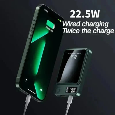 200000mAh Magnetic Power Bank Wireless Fast Charger for Mag safe Portable Auxiliary Battery - LKBA