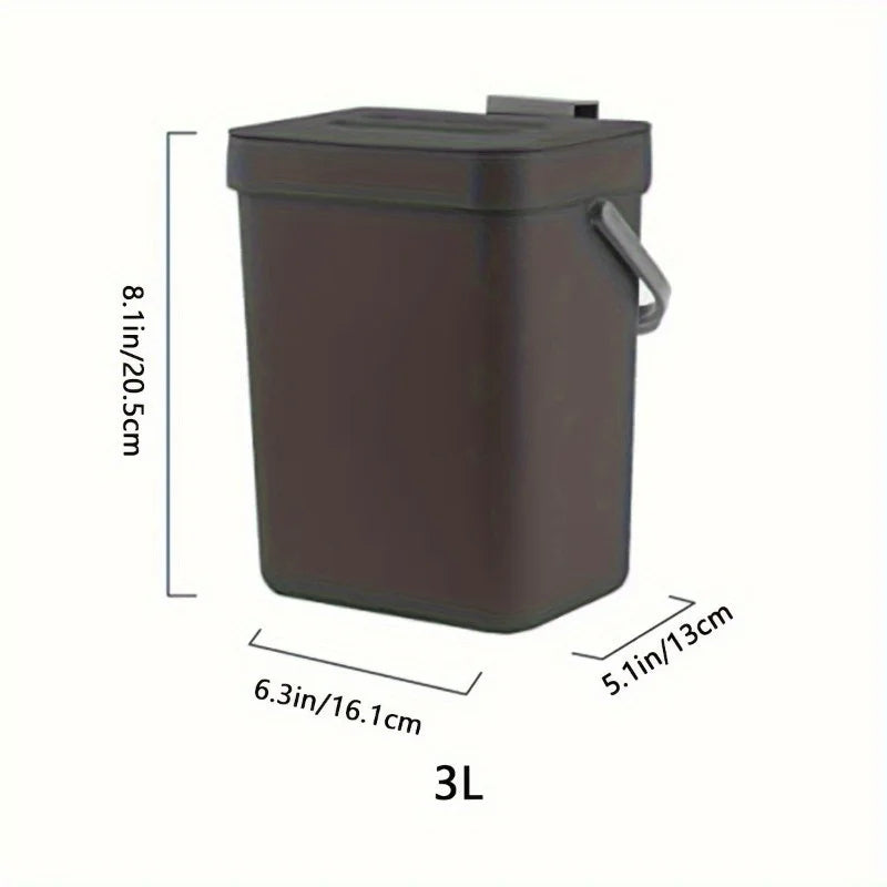Space-Saving Quiet-Close Trash Can - 3/5L, Eco-Friendly Sealed Bin for Kitchen & Office - LKBA