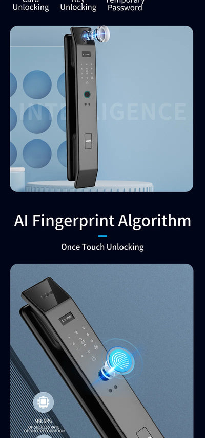 Tuya APP Smart Life APP Control Voice Intercom Smart Lock 3D Face Recognition Fingerprint Password Smart Door Lock With Camera - LKBA