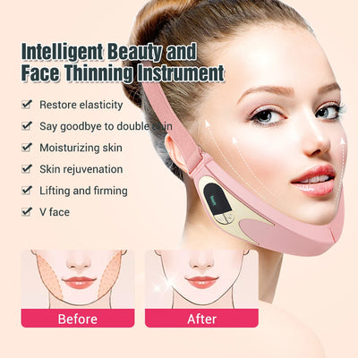 Electric V-face Face Lift Device 6Mode Heated Skin Rejuvenation Double Chin V Face Vibration Massager Wireless Remote Control - LKBA