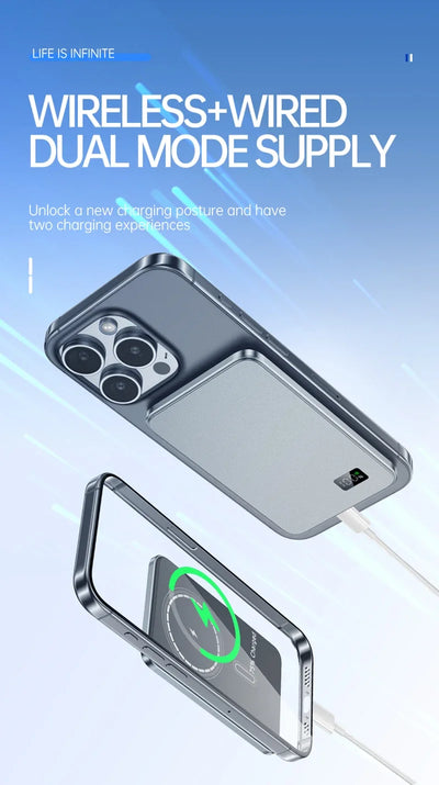 3C Certification 500000mAh Power Bank MagSafe Magnetic Wireless Fast Charge Portable Ultra-thin Battery - LKBA