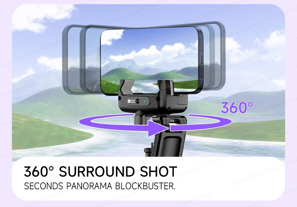 C22 AI Face Tracking Handheld Gimbal Stabilizer 360° Rotation Shoot Selfie Stick Tripod - LKBA