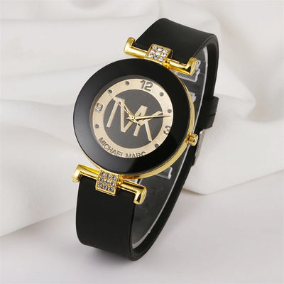 Fashion TVK Brand Women's Watch Simple Luxury Rhinestone Watch for Women Quartz Watch Casual Silicone Strap Ladies Clock - LKBA